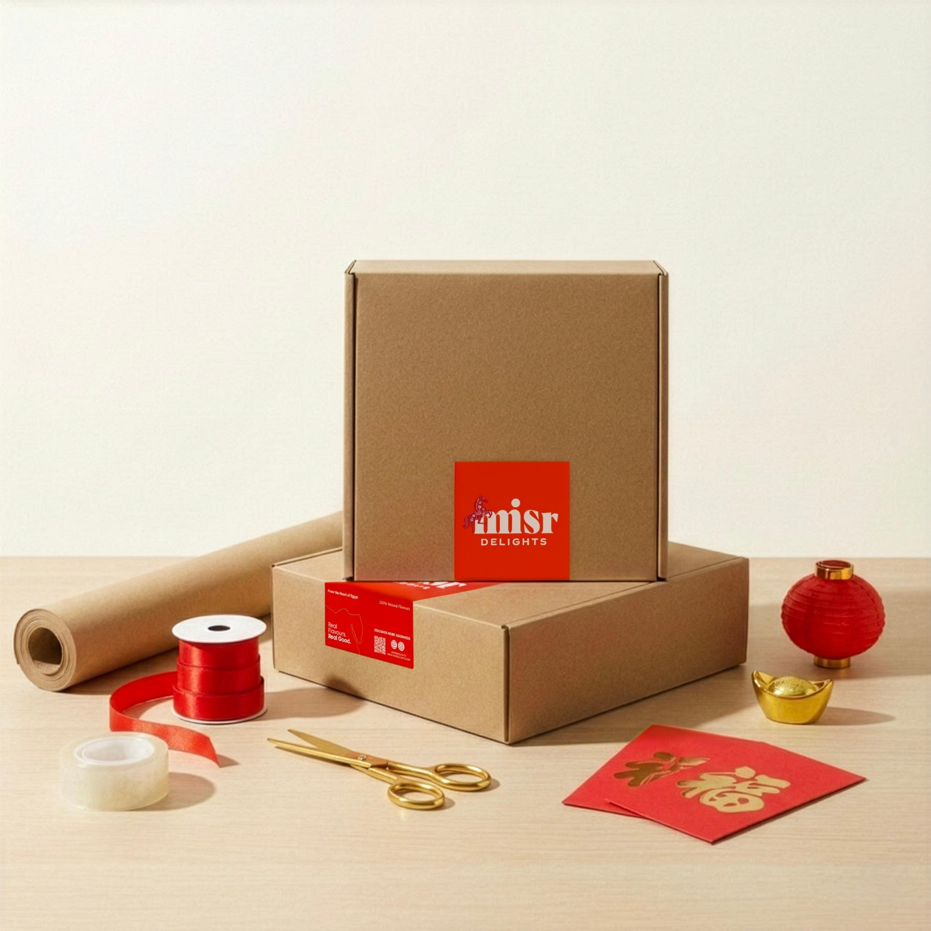 MISRDELIGHTS Chinese New Year kraft gift box with brand label.